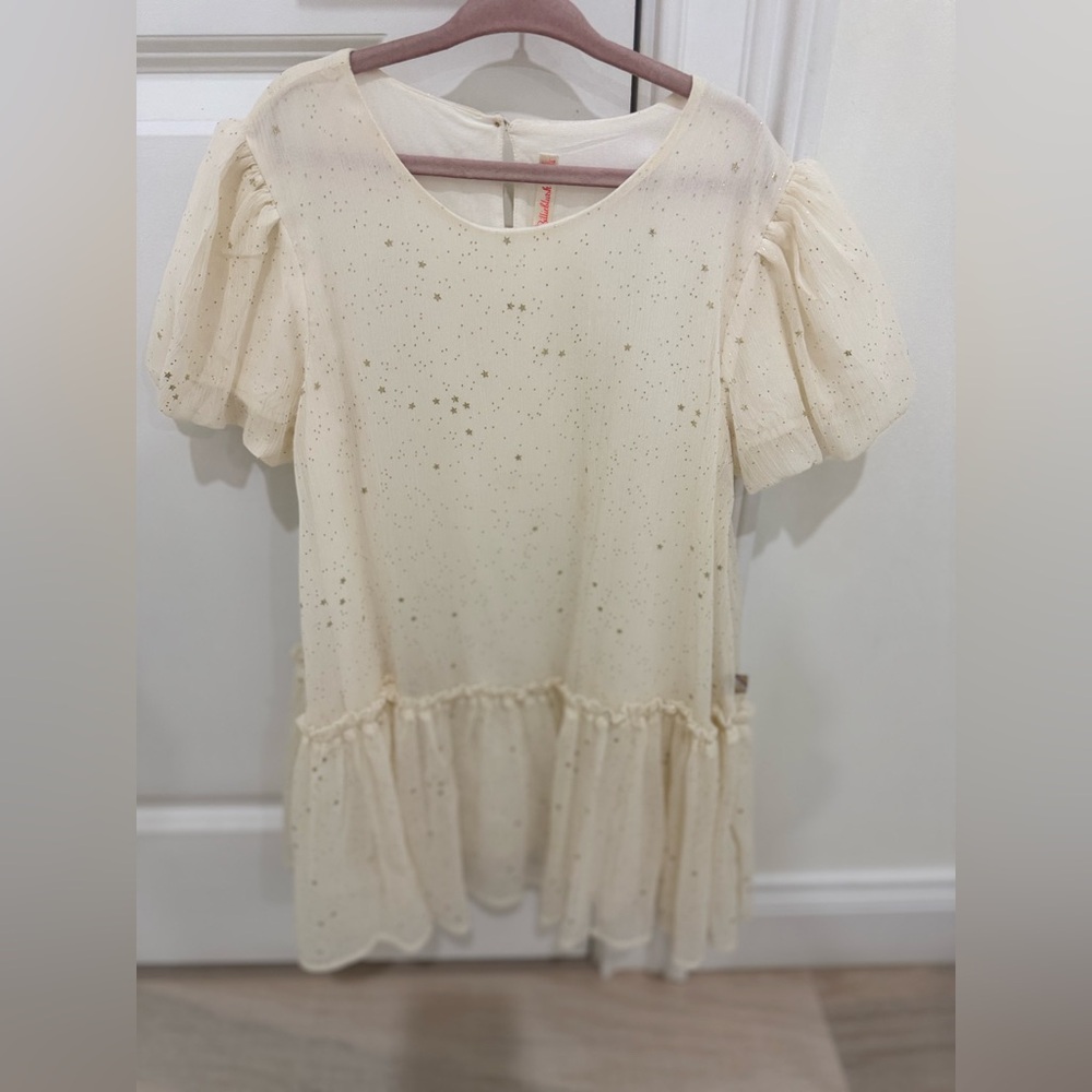 Billieblush Cream Dress with Gold Star Details